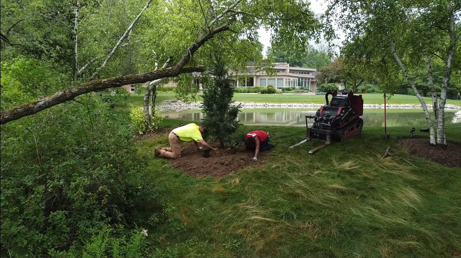 Backyard landscape design with stone patio